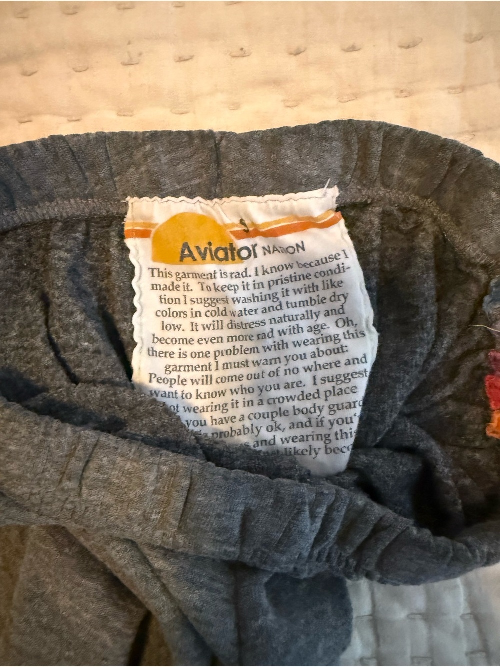 Aviator Nation Gray Jogger Pants with Rainbow Side Stripes - Picture 3 of 4